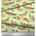 thumbnail image 2 of Soimoi Beige polyester Crepe Fabric Leaves & Peony Floral Print Fabric by Yard 52 Inch Wide, 2 of 3