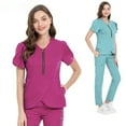 thumbnail image 4 of Wholesale V-Neck Scrub Set - Solid Color Hygienic Workwear with Pockets for Women (Jogger Pants, 8 Colors, Quick-Dry), 4 of 6
