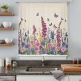 thumbnail image 4 of Watercolor Flowers Sheer Curtains 45 Inches Long, Retro Botanical Blooms Floral Butterfly Light Filering Curtains, Breathable Simi Curtain Privacy Drapes for Kitchen Bathroom Small Window Treatment, 4 of 9