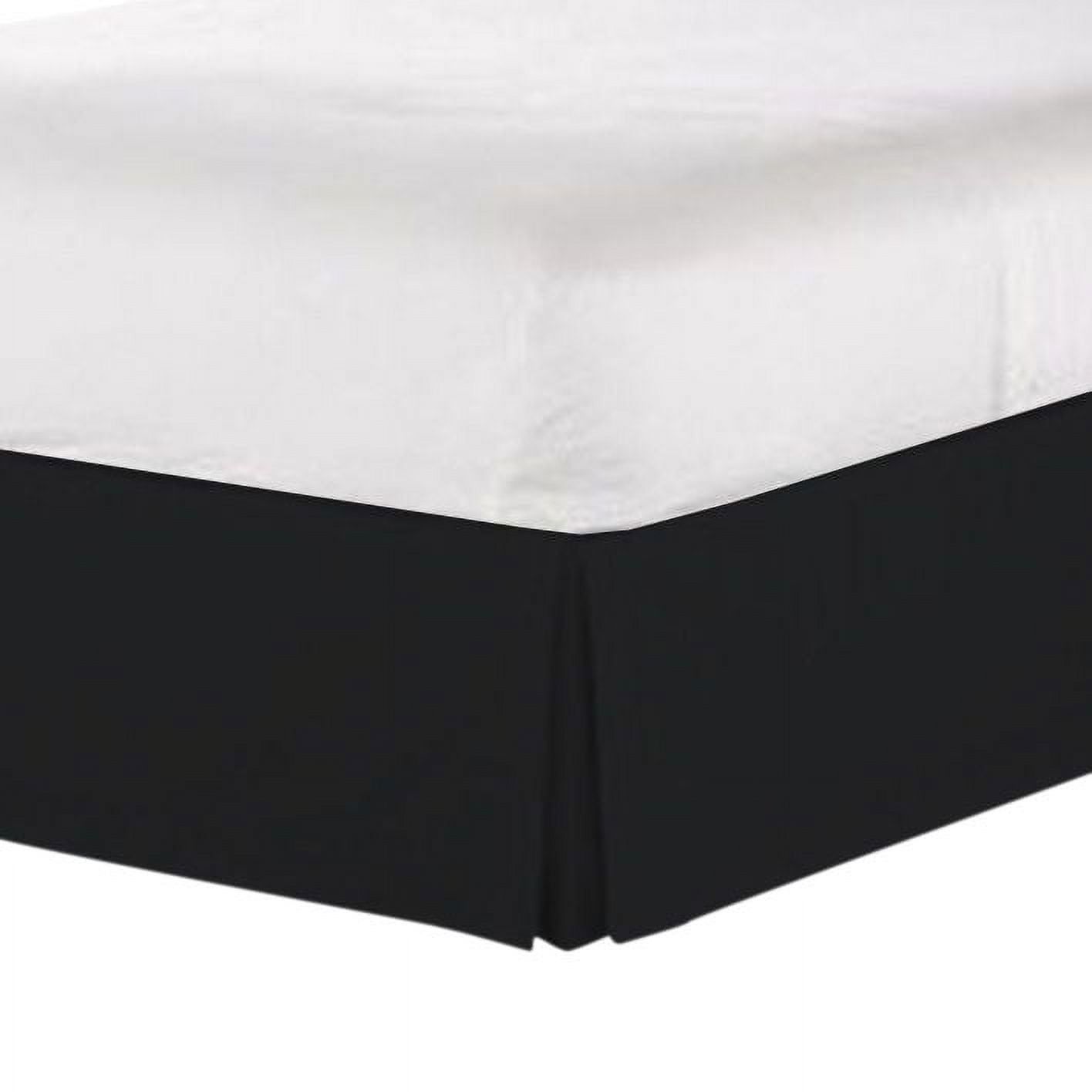 15 Inch Drop Extra Long Bed Skirt Pleated and Split Corner - Cal King Black Solid Brushed Microfiber Wrinkle, Fade & Stain Resistant Dust Ruffle