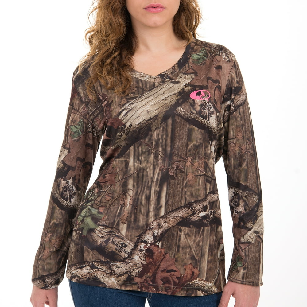 Mossy Oak Realtree and Women's Performance Long Sleeve Camo VNeck