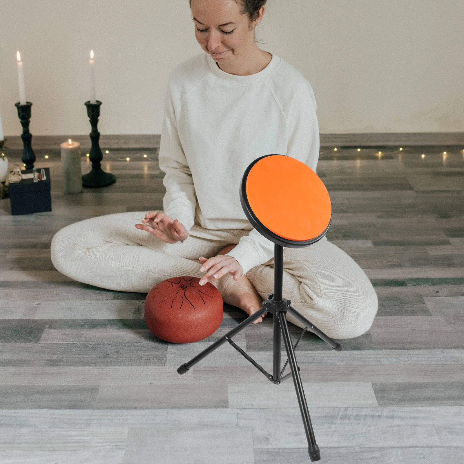 Raindrops Orange Soundproof Drum Mat with Rubber Iron Base - Quiet Practice Pad for Drummers, 1 Set
