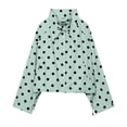 thumbnail image 2 of QIYAGBSA Button Down Jackets for Women Soft Polka Dot Stand Collar Drawstring Hem Long Sleeve Lightweight Fall Casual Outerwear with Side Pockets (Green, XL), 2 of 8