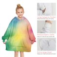 thumbnail image 6 of Rainbow Tie Dye Swirl Pattern Blanket Hoodies for Kids 6-13YR Oversize Wearable Blanket Hoodies for Boys Girls Teens, 6 of 7