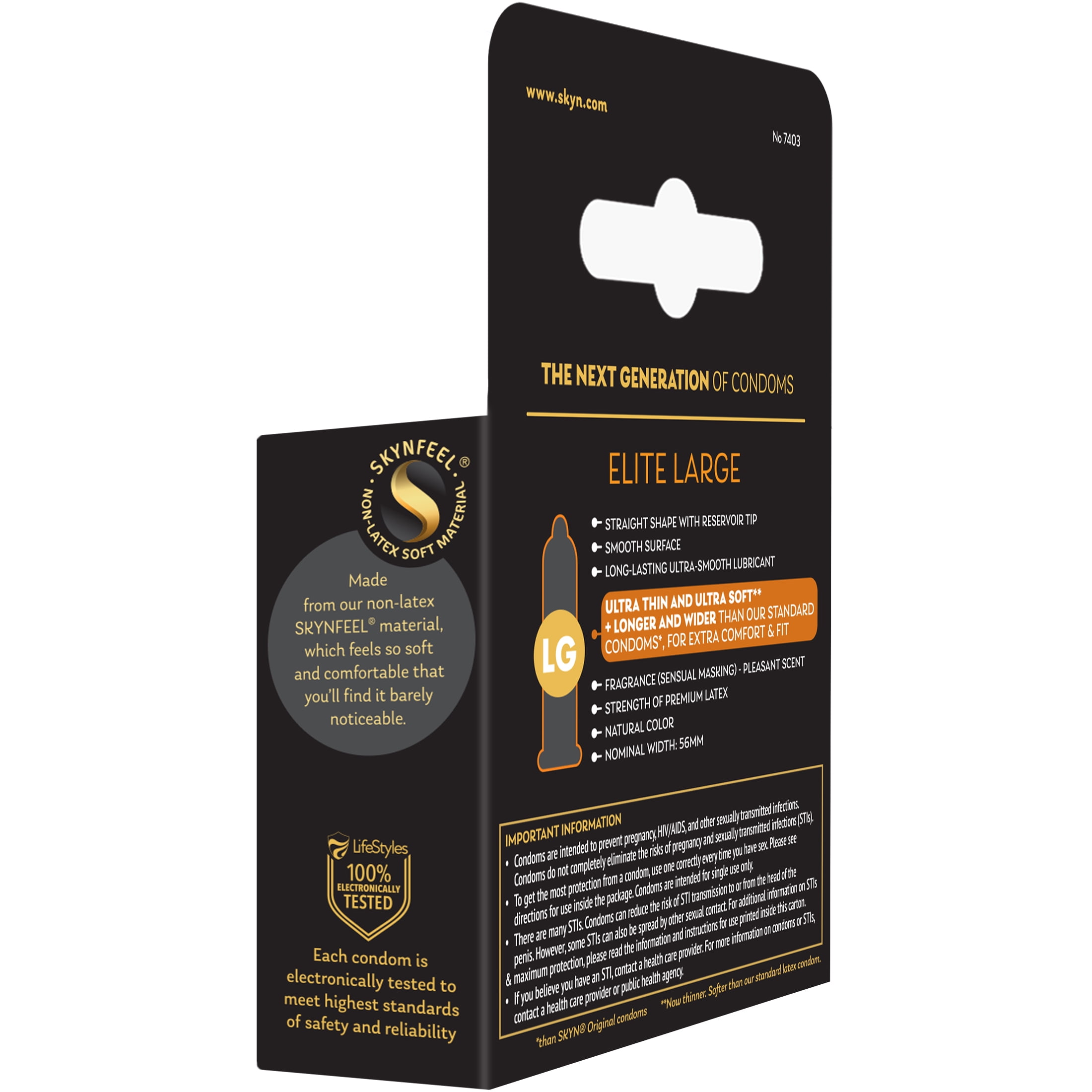 (3 pack) SKYN, Elite Large Non-Latex Lubricated Condoms, 3 Count