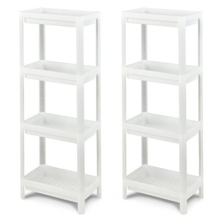 YYAo Storage Shelves, Shelf Units, Storage Rack Shelves,2 Packs 4-Tier Detachable Slim Storage Cart with Drainage Holes for Small Space-White