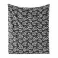 thumbnail image 1 of Damask Soft Flannel Fleece Blanket, Blooming Flower Bouquets with Leaves in Contrasting Colors Bridal Composition, Cozy Plush for Indoor and Outdoor Use, 60" x 80", Dark Taupe White, by Ambesonne, 1 of 6