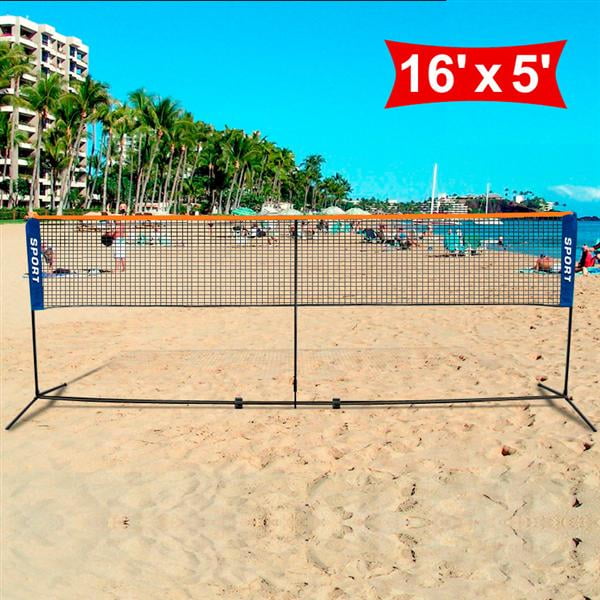 16x5ft Portable Indoor/Outdoor Badminton Net System with Folding Frame
