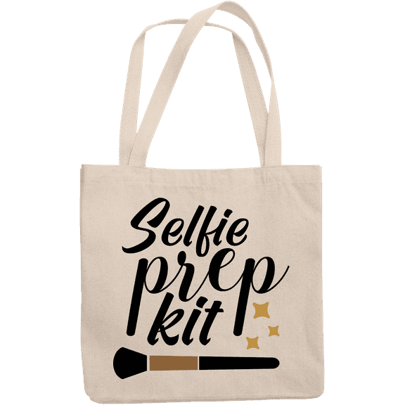 12oz Canvas Tote Bag - Selfie Prep Kit, Term for Cosmetics Bag or Container - Beauty Themed Merch for Makeup Artist or Cosmetologist, Gift for Makeup Lovers & Beauticians