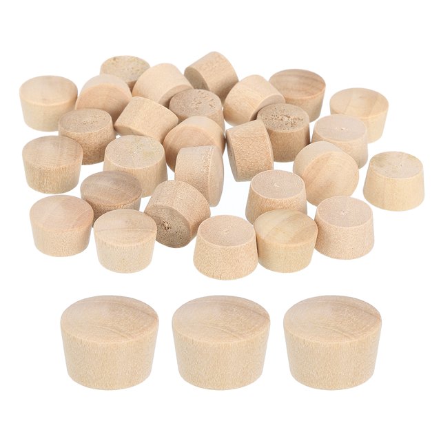 Uxcell 40Pack Tapones de botón de madera, 11.5mm/0.45" Tapón de agujero de tornillo de cabeza plana de madera