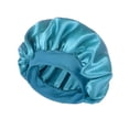 thumbnail image 1 of Gorro de dormir de satén para proteger el cabello del encrespamiento y del peinado. Transpirable. Azul claro., 1 of 4