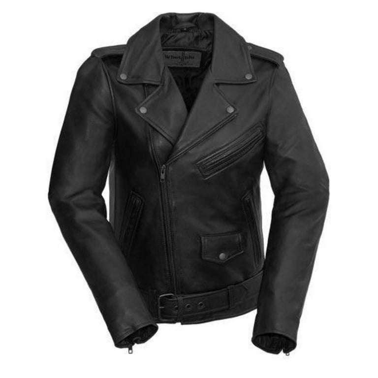 First Manufacturing WBL1390-M-BLK Rebel Leather Motorcycle Jacket&