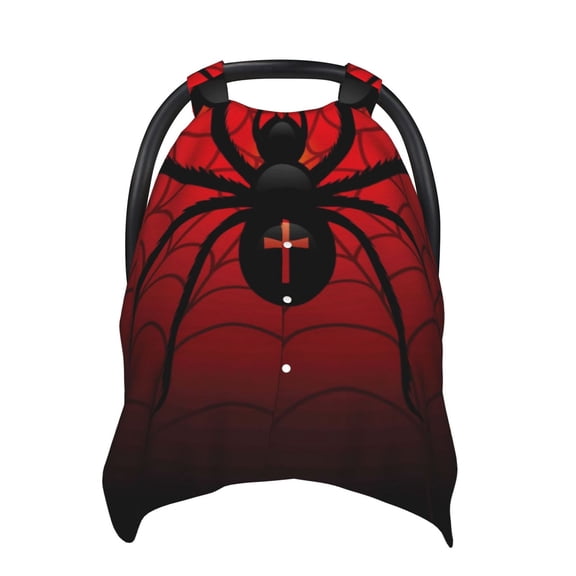 Sigee Spider on the Web Print Multi-use Stretchy Baby Car Seat Cover - Nursing Breastfeeding Canopy, Infant Stroller and High Chair Cover
