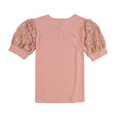 thumbnail image 2 of NY Collection Womens Puff Lace Sleeve Knit Blouse, Orange, Petite, PM, 2 of 2