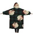 thumbnail image 2 of Oversized Wearable Blanket Hoodie,Green and Black Christmas Plaid Santa Pattern Sherpa Blanket Hoodie with Super Pockets,Super Warm Fuzzy Pullover for Women & Men, 2 of 6