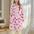 thumbnail image 5 of Wowcloth Women's Customized Flannel Robe - Heart Print Plush Fleece-Lined Hooded Long Sleepwear for Cozy Winter Nights & Home Relaxation, 5 of 6