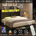 thumbnail image 6 of NHIXSOM Farmhouse Queen Bed Frame with LED Headboard, Charging Station and Storage Drawers, Farmhouse Style, Easy Assembly, Black, 6 of 7