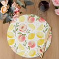 thumbnail image 3 of Summer Fruit Round 13 Inch Placemats Set of 8, Spring Botanical Lemon Peach HeatResistant Non Slip Place Mats for Dining Table, Wipeable Braided Kitchen Table Mats for Housewarming, 3 of 9