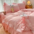 thumbnail image 3 of MOOWOO Chic Ruffle Lace Twin Duvet Cover Set Pink Bedding, Girl's 2 Piece with Zipper Soft & Light, 3 of 9