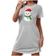 thumbnail image 2 of Camisón corto navideño para mujer, talla grande, cuello redondo, manga corta, estampado en el pecho, vestido de noche para mujer, 2 of 3