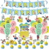 50 Pcs Spongebob Party Supplies, Spongebob Theme Birthday Party Decorations for Kids Adults with Happy Birthday Banner Cake Topper Cupcake Toppers Balloons