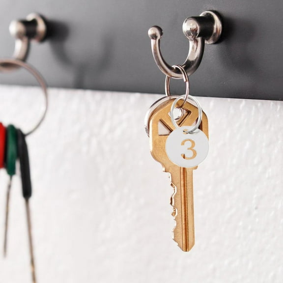 WHAMVOX 30pcs Numbered Key Tags Stainless Steel Hanging Tags Round Shape Number Labels Tags Metal Numbered Tags Hanging Number Tags