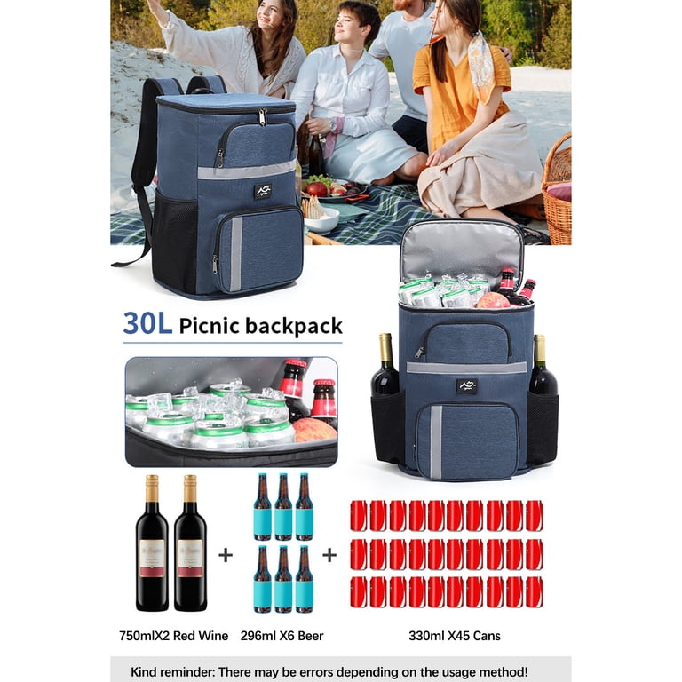 Insulated Backpack Cooler 30L Leakproof Camping Hiking Beach Picnic Travel Bag Misopily 21 qt. 30-54 Can Soft Insulated Leak Proof Backpack  main image 3