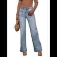thumbnail image 3 of Pantalones Vaqueros de Pierna para Mujer, Cintura Alta, Rectos, Elásticos y con Bolsillos. Azul M, 3 of 9