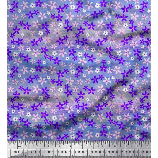 Soimoi Purple Poly Georgette Fabric Floral Fabric Prints by Yard 52 Inch Wide