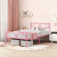 thumbnail image 1 of Cama Twin con Cabecera y Piecero de Metal – 12.2 Pulgadas de Almacenamiento Debajo – Sin Ruido – Sin Base de Resortes – Rosa, 1 of 10