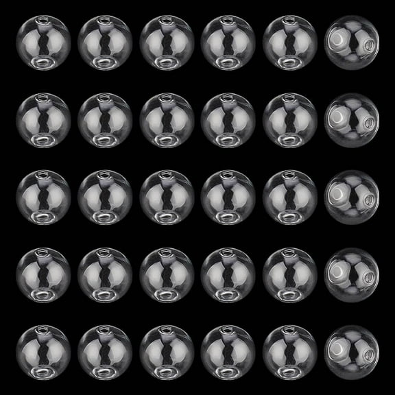 30 Pcs Hollow Glass Globes 12mm Clear Ball Charms Round Empty Blown Glass Globe Beads Wish Ball Pendants for Jewelry DIY Wind Chime Making DIY