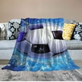 thumbnail image 2 of MDO Soccer Throw Blanket Sport Flame Fleece Sherpa Throw Blanket Soccer Fans Boys Teens Kids Reversible Soft Cozy Blanket Bed Couch Sofa for All Seasons 60" x 80", 2 of 6