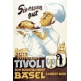 thumbnail image 2 of Advertisement 11x14 Gold Ornate Wood Framed with Double Matting Museum Art Print Titled - Cooks: Restaurant Tivoli Basel, 2 of 4