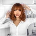 thumbnail image 1 of Diadema de peluca corta y rizada para mujeres, cabello de seda de alta temperatura, peinado con calor amigable, color naranja, banda elástica cómoda, cuidado fácil, opciones de estilo versátiles, 1 of 8