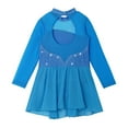 thumbnail image 3 of Alvivi Kids Girls Sheer Mesh Long Sleeves Figure Ice Skating Leotard Dress 4-6, 3 of 7