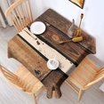 thumbnail image 2 of Square Tablecloth, Waterproof Polyester Table Cover, Wrinkle Resistant & Washable Fabric for Dining, Kitchen, Picnic, 60x60in(152x152cm), Wood Print, 2 of 6