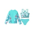thumbnail image 4 of vastwit Girls Rash Guard Swimsuit Floral Printed Bikini with Long Sleeve Shirts Swimwear Set Lake Green 8, 4 of 5