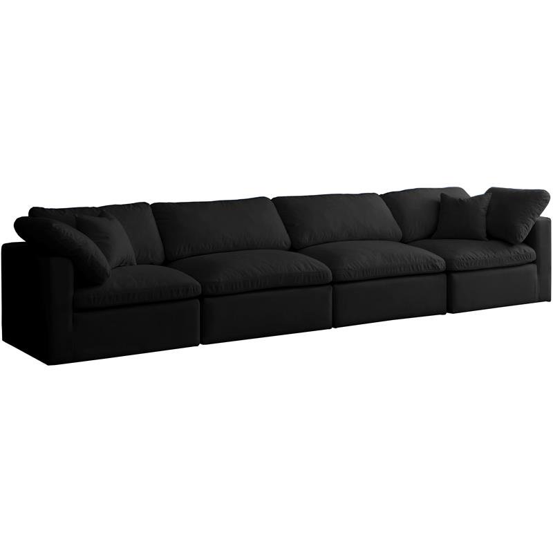 Meridian Furniture Plush Standard Black Velvet Cloud Modular Sofa