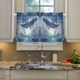 thumbnail image 2 of Yayeee Kitchen Curtains Light Filtering 27"x36" Rod Pocket Short Cafe Window Panel, Night Floating Whale, 2 of 7