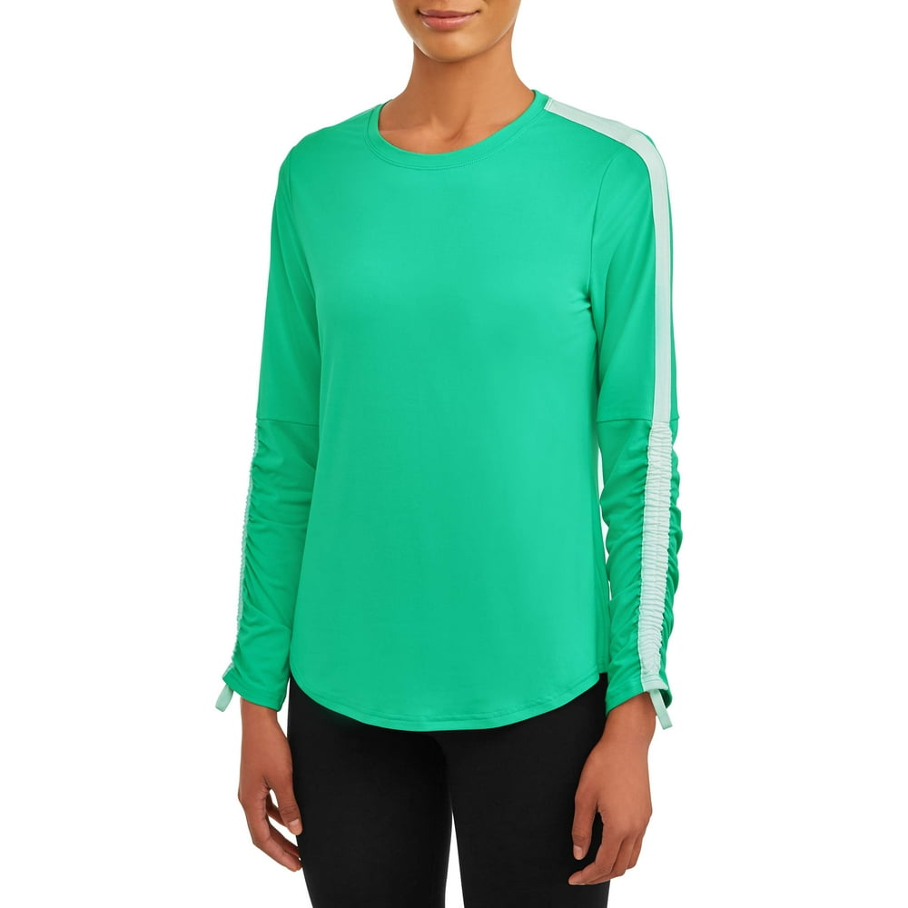Avia Avia Women's Active Performance Crewneck Ruched Long Sleeve T