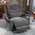 thumbnail image 2 of HSUNNS Lift Recliner Chair, Chenille Lift Recliners with Flip Armrest, Side Pockets and Cup Holder for Elderly, Power Sofa Chair with Remote Control for Living Room and Home Theater, Gray, 2 of 11