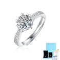 thumbnail image 1 of Bague Ringen S925 Silver Set 1ct Moissanite Sweet And Greasy Women's New Open Adjustable Simple Ring, 1 of 4
