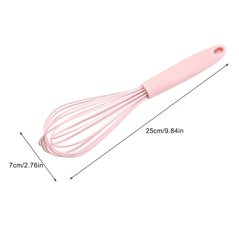 HOTBEST Silicone Whisk, Silicone Balloon Whisk with Soft Stainless Grip  Handle for Blending, Whisking, Beating, Frothing & Stirring (Pink) 