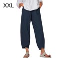 thumbnail image 2 of Guardurnaity - Pantalones deportivos de pierna ancha para mujer, informales, de talla grande, con cintura elástica Prendas para la parte inferior del cuerpo Azul oscuro XXL, 2 of 5