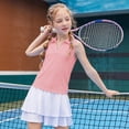 thumbnail image 2 of JIAYUE Child Girls Athletic Shirt V Neck Top Kids Lightweight Sleeveless Pure Color Breathable Workout Tee For Play And School Wear, 2 of 6