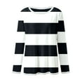 thumbnail image 4 of Povozer Girls Casual Long Sleeve T Shirts Basic Crewneck Striped Tunic Blouses Tops(Black,3-4 Years), 4 of 4
