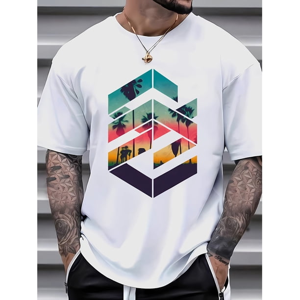 Camiseta estampada de manga corta de verano para hombre
