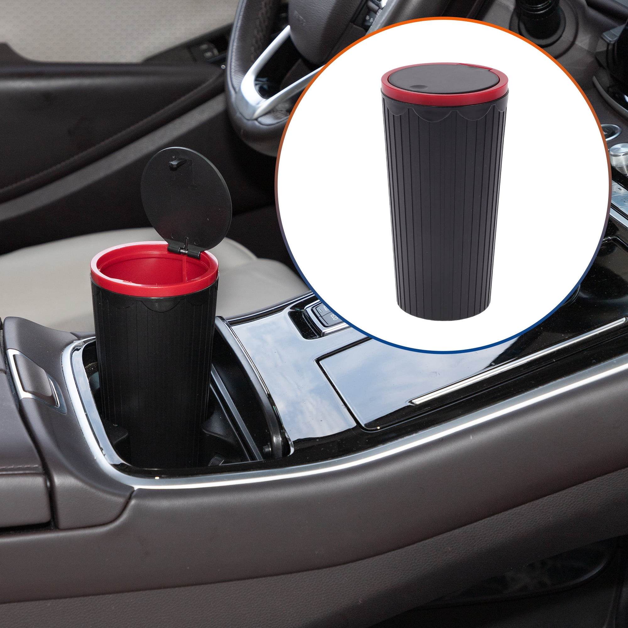 Unique Bargains Car Trash Can Trash Bin Portable 3.5x6.3in Height Plastic Red