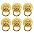 thumbnail image 1 of 6Pcs Retro Lion Single Pull Ring Drawer Pull Handle Furniture Accessory Golden, 1 of 8
