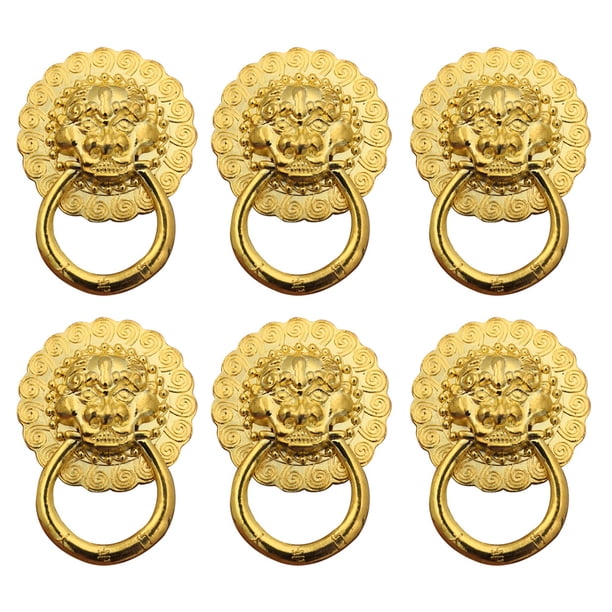 tiradores de cajón con un solo anillo de león retro, accesorio para muebles dorado